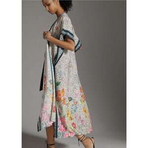 Anthropologie Maeve Woven Floral Ruana One Size Open Front Boho